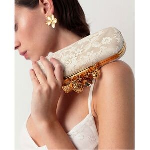 Alexander McQueen Ivory Lace Wedding Clutch